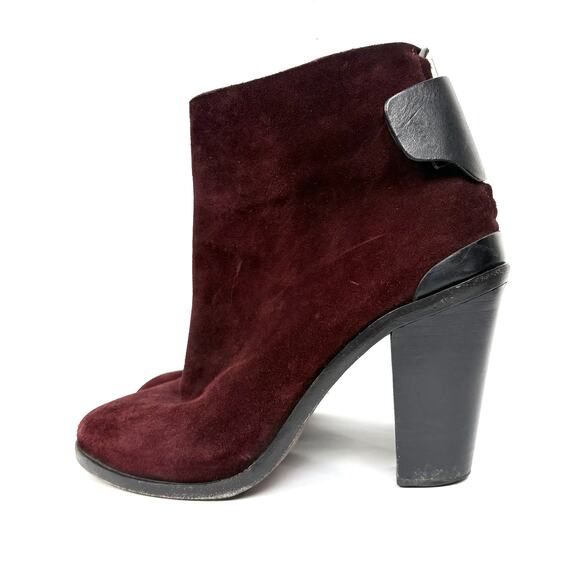 Rag & Bone Kerr Nubuck Ankle Boots Bordeaux Chunky Stacked Heel Taylor Swift 41 - Picture 10 of 15